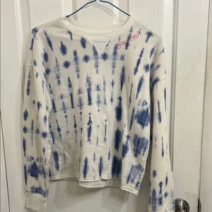 GAP 1969 Blue and Cream Tie-Dye Sweatshirt